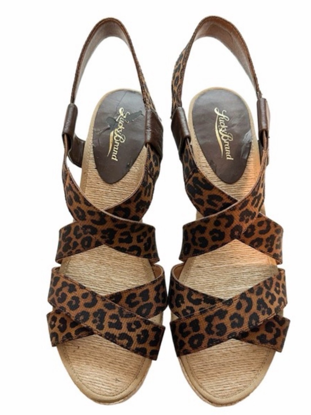 Lucky Brand Keane animal print strappy wedge espadrille sandal